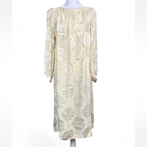 Vintage Holt Renfrew 80s/90s dress Ivory Silk Rose Print